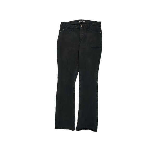 Lee Regular Fit Bootcut Mid Rise Women's size 14 Long Black Denim Jeans - Picture 1 of 5